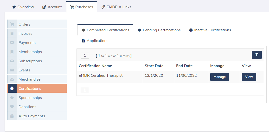 Screenshot Completed Certifications updated