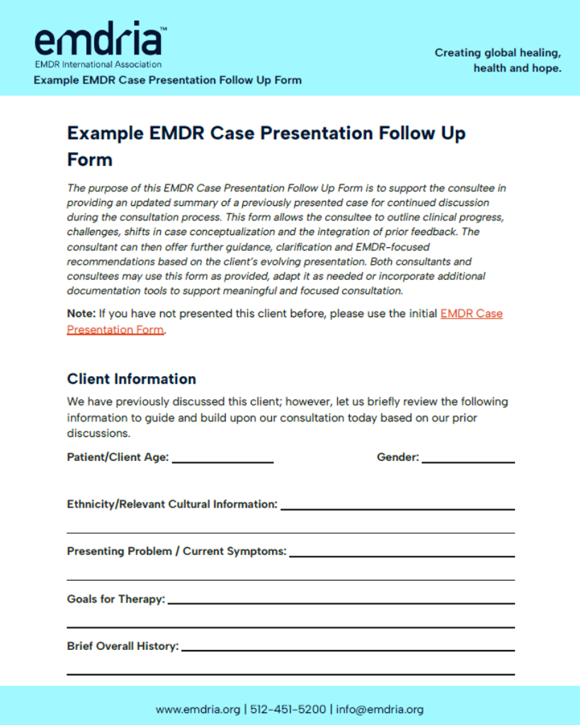 Example EMDR Case Presentation Form – Follow Up - EMDR International ...