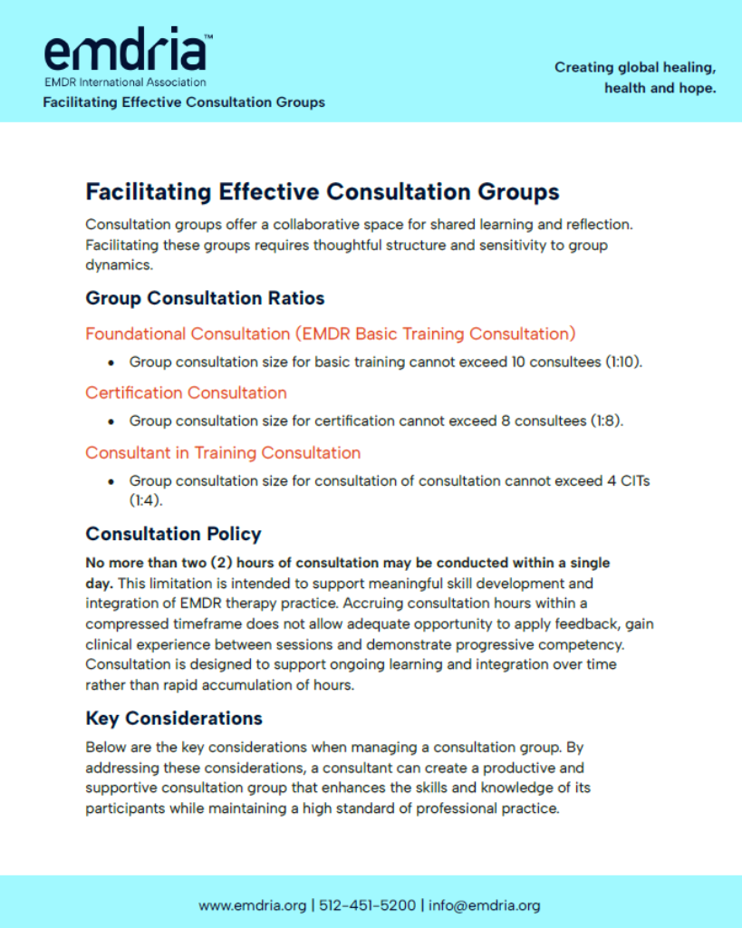 Facilitating Effective Consultation Groups - EMDR International Association